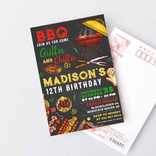 BBQ Grill en Chillen Feest Bewerkbare Uitnodiging