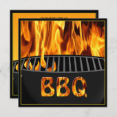 BBQ Grill Flaming Hot Invitation Kaart (Voorkant / Achterkant)