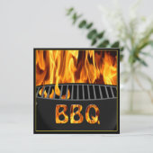 BBQ Grill Flaming Hot Invitation Kaart (Staand voorkant)