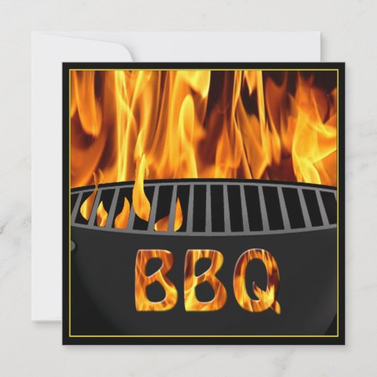 BBQ Grill Flaming Hot Invitation Kaart (Voorkant)