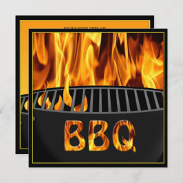 BBQ Grill Flaming Hot Invitation Kaart