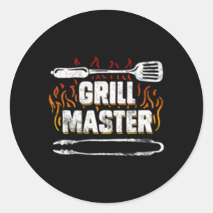 BBQ Grill Master Barbecue Grilling Vaderdag Ronde Sticker