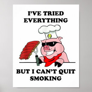 BBQ Grill Master Cant Stoppen met roken Vlees T Sh Poster