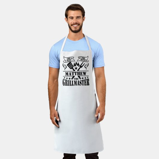 BBQ Grill Master Het Man De Mythe Gepersonaliseerd Schort (Gedragen)