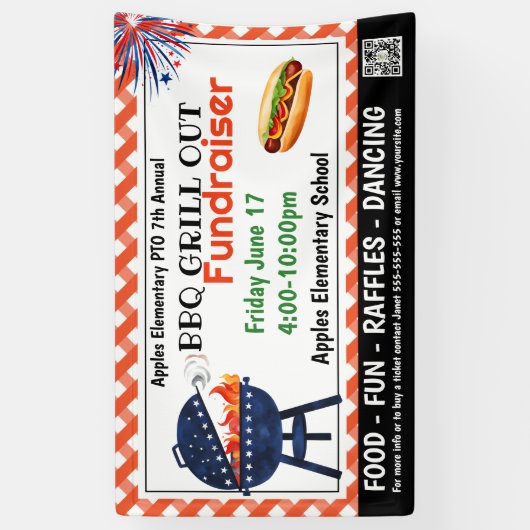 BBQ GRILL out Fondsenwerving PTO PTA Kerk Banner (Verticaal)
