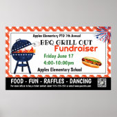 BBQ GRILL out Fondsenwerving PTO PTA Kerk Banner Poster (Voorkant)