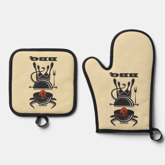 BBQ Grill Ovenwant & Pannenlap Set (Voorkant)