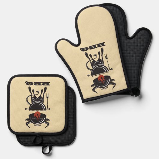 BBQ Grill Ovenwant & Pannenlap Set (Voorkant / Achterkant)