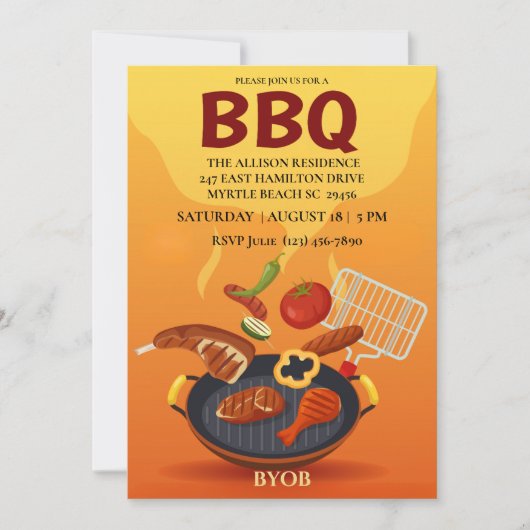 BBQ Grill Picknick Zomer Feestje Kaart (Voorkant)