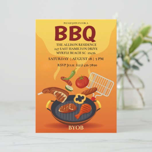 BBQ Grill  Picknick  Zomer  Feestje Kaart (Staand voorkant)