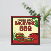 BBQ Grill Picnic Backyard-uitnodiging Kaart (Staand voorkant)