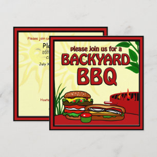 BBQ Grill Picnic Backyard-uitnodiging Kaart