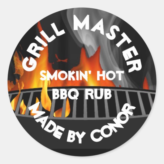 BBQ Grill Rub Smokin Hot 3" Classic Ronde Sticker (Voorkant)