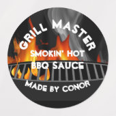 BBQ Grill Sauce Smokin Hot Circle Labels (Design 1)