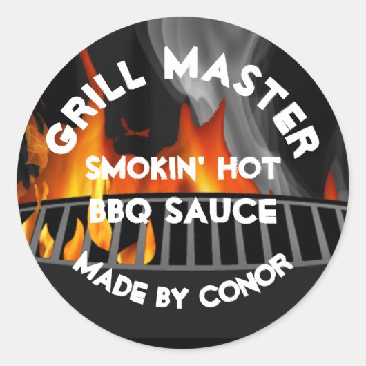 BBQ Grill Sauce Smokin Hot Circle Ronde Sticker (Voorkant)