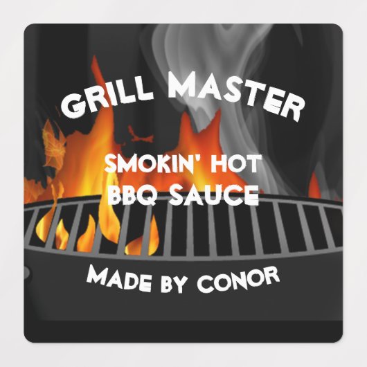 BBQ Grill Sauce Smokin Hot Square Etiketten Labels (Design 1)