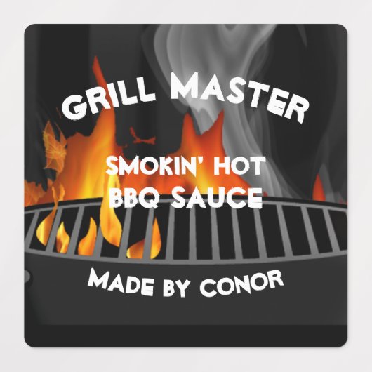 BBQ Grill Sauce Smokin Hot Square Etiketten Labels (Design 2)