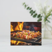 BBQ Grilled Schaschlik Skewers Briefkaart (Staand voorkant)