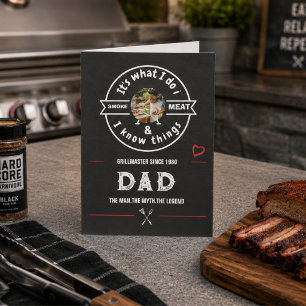 Bbq Grillen Grappige Vaderdag Foto Zwart Wit Kaart