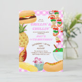 BBQ Grillin en Chillin Meisjes Verjaardagsfeest Kaart (Staand voorkant)