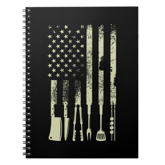 BBQ Grilling Barbecue Meat Smoking US vlag Notitieboek (Voorkant)