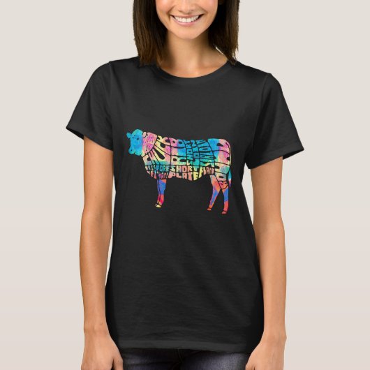 Bbq Grilling for Men Koe Meat Cuts Chart T-shirt - (Voorkant)