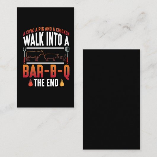 BBQ Grilling Summer Barbecue Pig Chicken Cow Visitekaartje (Voorkant / Achterkant)