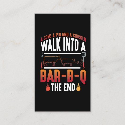 BBQ Grilling Summer Barbecue Pig Chicken Cow Visitekaartje (Voorkant)