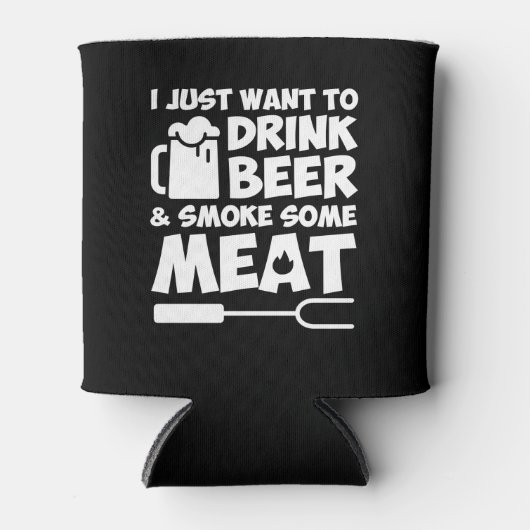 BBQ Grilling Wil Drink Bier Wat Vlees Blikjeskoeler (Voorkant)