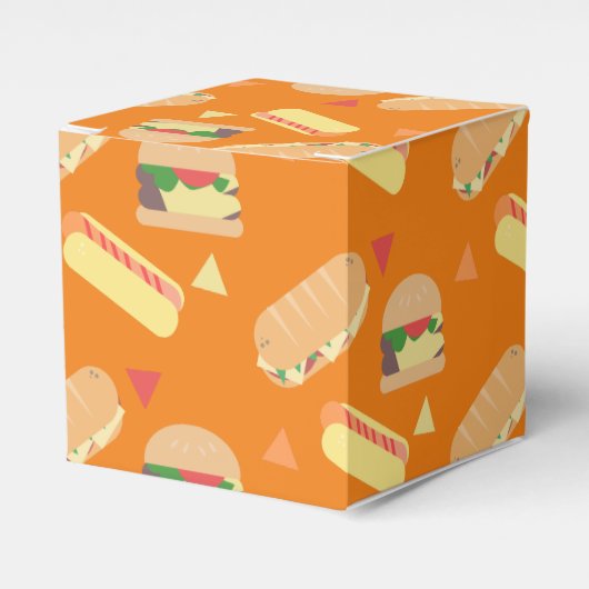 BBQ Hot Dog Burger Food Sandwich Party Sinaasappel Bedankdoosjes (Voorkant Zijde)