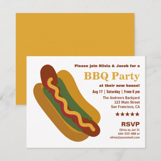  BBQ Hot Dog SaUSE Housewarming Party Kaart (Voorkant / Achterkant)