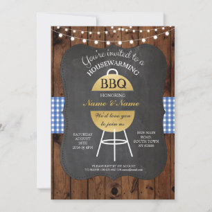 BBQ HouseWarming Chalk Board New Sweet Home Invite Kaart