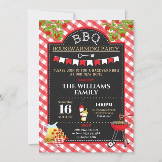 BBQ Housewarming Party New Home Backyard BBQ Kaart (Voorkant)