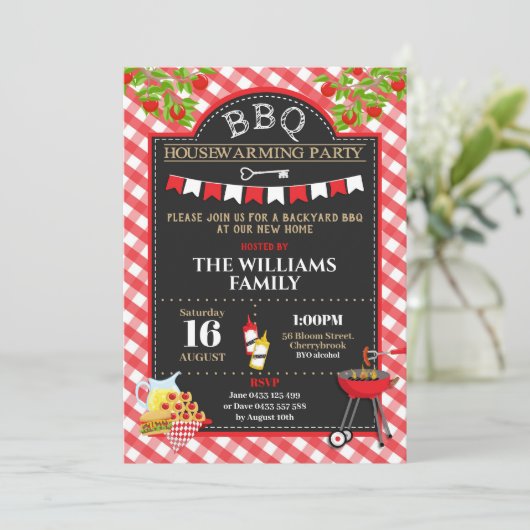 BBQ Housewarming Party New Home Backyard BBQ Kaart (Staand voorkant)
