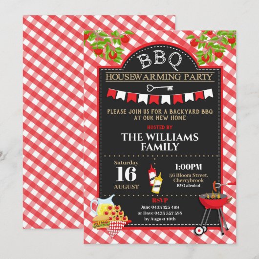BBQ Housewarming Party New Home Backyard BBQ Kaart (Voorkant / Achterkant)