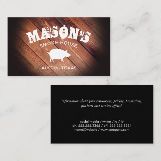 BBQ / Hout Visitekaartje (Voorkant / Achterkant)