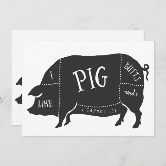 BBQ I houdt van varken en ik kan niet liegen Kaart (Voorkant / Achterkant)