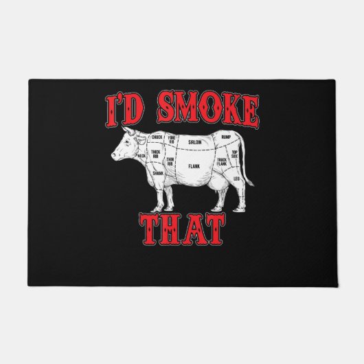 BBQ |ID Rook die Koe BBQ I Grilling Grillmasters Deurmat (Voorkant)