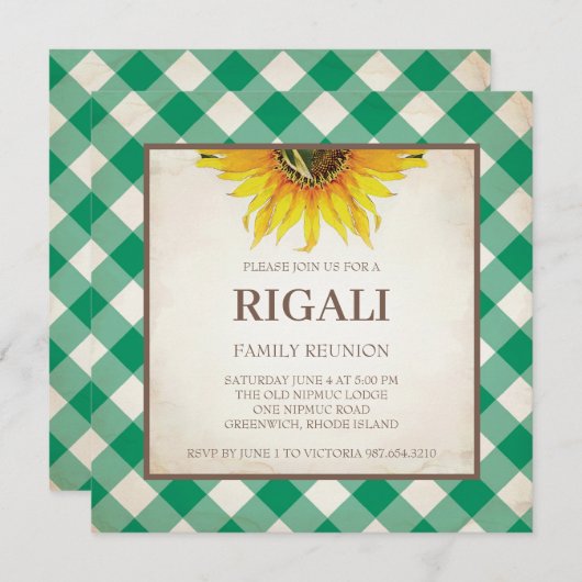 BBQ Invitation Gingham Print Kaart (Voorkant / Achterkant)