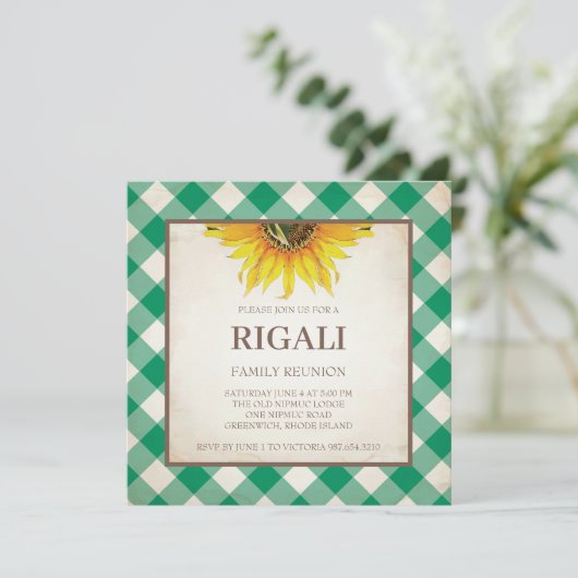 BBQ Invitation Gingham Print Kaart (Staand voorkant)