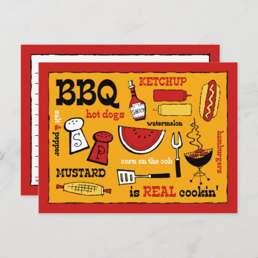 BBQ is een echte koekjeskaart Briefkaart (Voorkant / Achterkant)