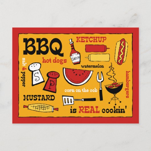 BBQ is een echte koekjeskaart Briefkaart (Voorkant)