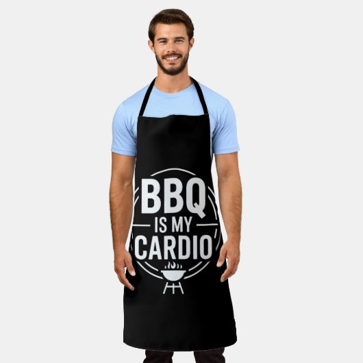 BBQ Is My Cardio Funny Dad Grill Quote Schort (Gedragen)