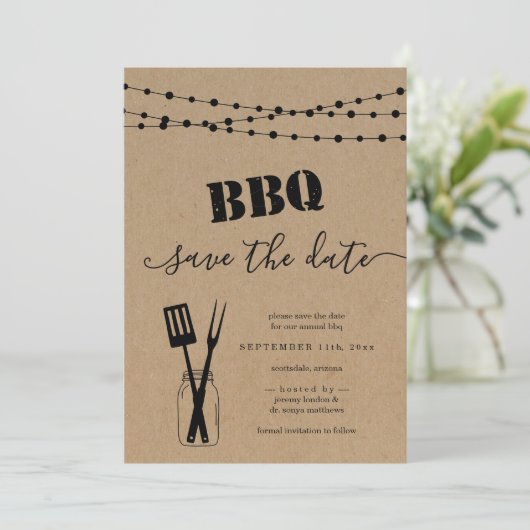 BBQ Kaart om de datum te reserveren (Staand voorkant)