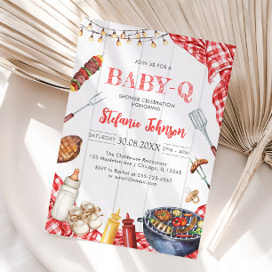 BBQ Kinderen BABY-Q Baby Shower Uitnodiging
