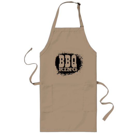 BBQ King Apron for men | beige kleur Lang Schort (Voorkant)