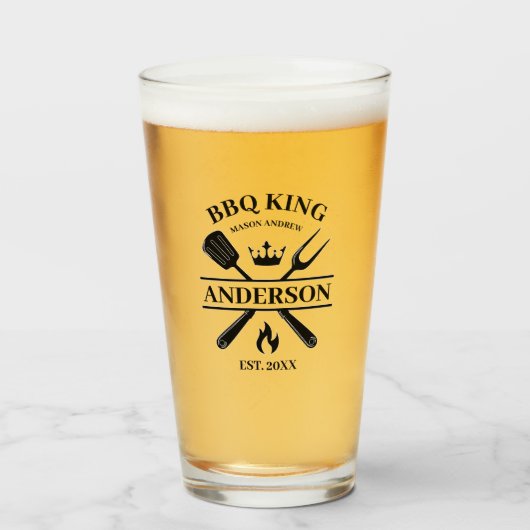 BBQ King Barbecue gepersonaliseerd Glas (Voorkant gevuld)