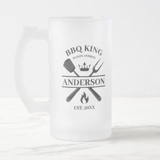 BBQ King Barbecue gepersonaliseerd Matglas Bierpul (Links)