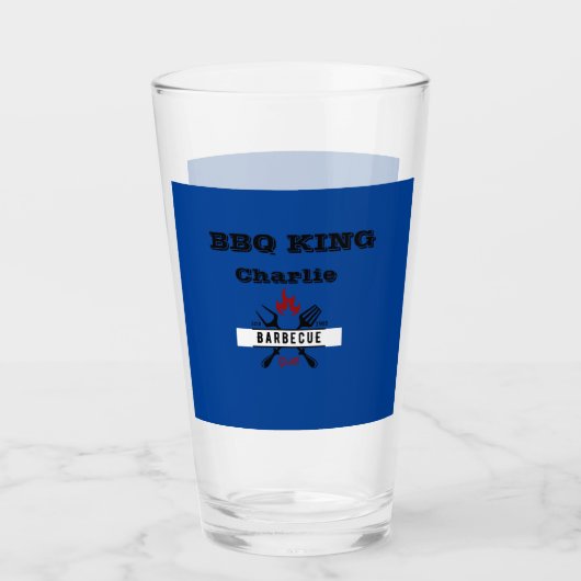 BBQ KING Editable-tekst Glas (Voorkant)
