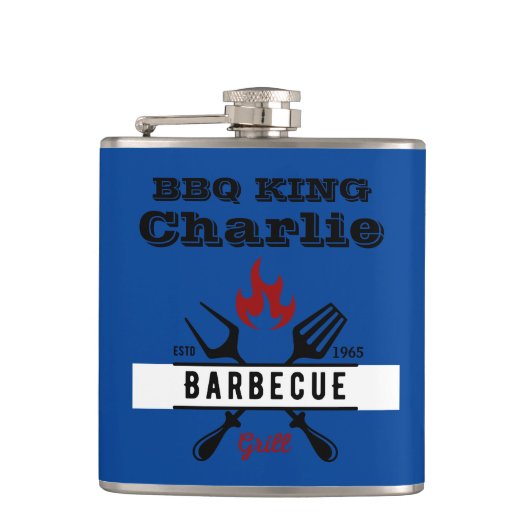 BBQ KING Editable-tekst Heupfles (Voorkant)